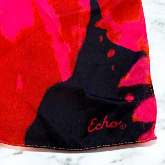 Echo Abstract Silk Square Scarf 38 X 38 - Picture 4 of 10